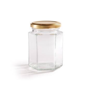 280ml (12oz) Hexagonal Jam Jar With Twist Off Lid