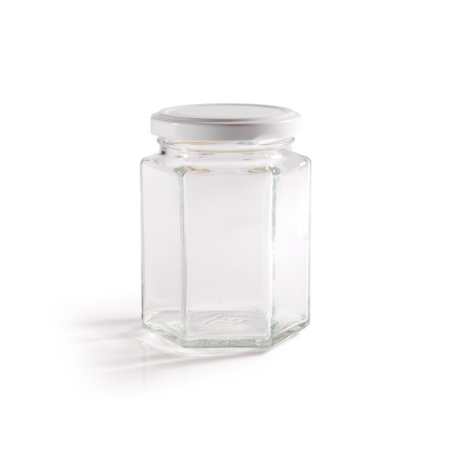 280ml (12oz) Hexagonal Jam Jar With Twist Off Lid