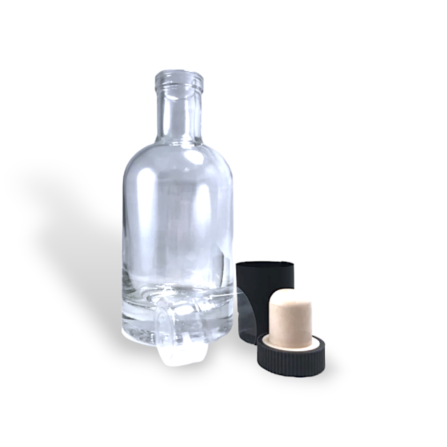 350ml Nocturne Clear Glass Heavy Based Bottle with Cork Stopper