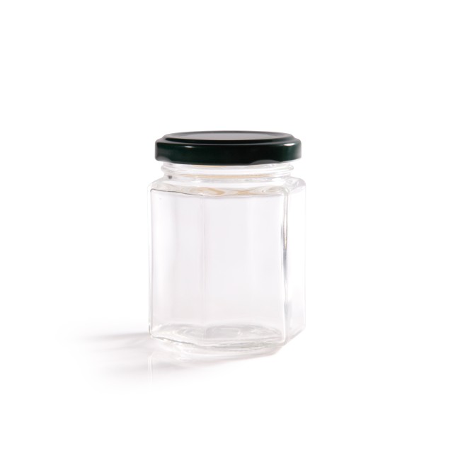 196ml (8oz) Hexagonal Jam Jar With Twist Off Lid