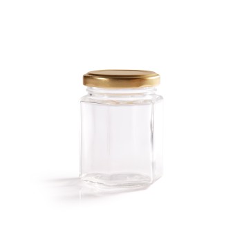 196ml (8oz) Hexagonal Jam Jar With Twist Off Lid