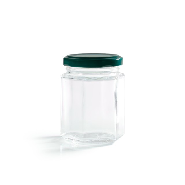 196ml (8oz) Hexagonal Jam Jar With Twist Off Lid