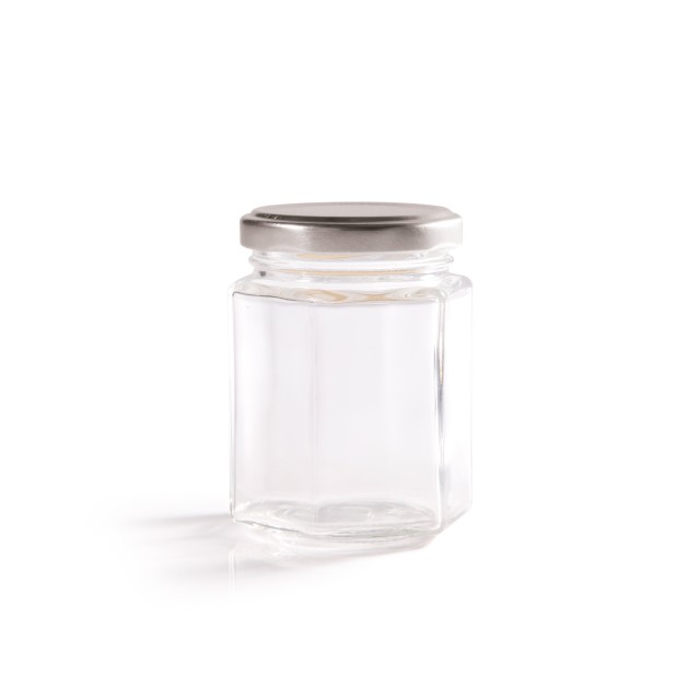 196ml (8oz) Hexagonal Jam Jar With Twist Off Lid